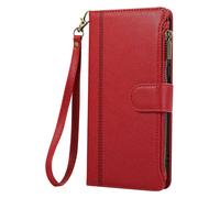 Avizar Wallet Case for Galaxy S25 / S24 Zipped with Detachable Strap, Red