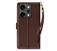 Avizar Wallet Case for Oppo Reno 14 / 14F / 14 FS with Wrist Strap, Brown