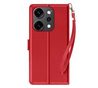 Avizar Wallet Case for Oppo Reno 14 / 14F / 14 FS with Wrist Strap, Red