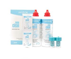 Avizor Ever Clean Without Preservative Cleaning, Disinfecting and Total Protein Removal System - 2 x 350 Millilitre 90 tabs - 90 Days