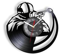 AVJERA 12 Inch Trap Skeet Shooting Silent Movement Wall Clock Carved Vinyl Record Art Home Decor Man Cave Art Clay Pigeon Shooting Retro Watch