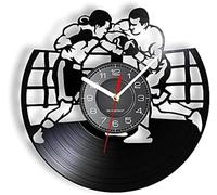 AVJERA Boxing Game Vinyl LP Record Wall Clock Kick Boxing Boxer Sweat On The Stage Luminous Wall Watch Retro Cut Handicraft Art Men