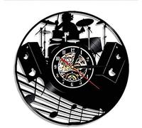 AVJERA Drum Kit Vinyl Record Wall Clock Music Band Drums Musical Instruments Rock Drummer Wall Clock Unique Gift For Rock Music Lovers