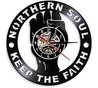 AVJERA Northern Soul Keep The Faith Vintage Wall Clock Northern Soul Vinyl Record Clock Manchester Northern Hipster Vintage Clocks