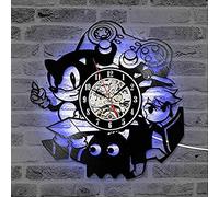 AVJERA Sonic Game Vinyl Record Clock Creative Antique Style Wall Decoration LED Clock Gift For Children 3D Silent Record Clock With