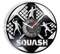 AVJERA Squash Wall Clock Made Of Real Vinyl Record Tennis Physical Exercise Ball Game Sports Wall Watch With LED Illumination Artwork Men