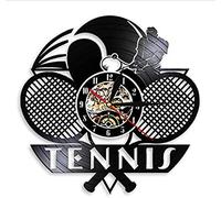 AVJERA Tennis Logo Racket Court Ball Decor Wall Clock Tournament Tennis Match Grand Slam Vinyl Record Wall Clock Tennis Players Gift