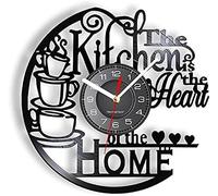 AVJERA Vinyl Record Clock The Kitchen Is The Heart Of The Home Kitchen Vinyl Record Wall Clock Cooking Utensils Tableware For Dinning Room Home Decor