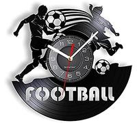 AVJERA Vinyl Record Wall Clocks Playing Football Etched Vinyl Wall Clock Kcking Ball Soccer Team Sports Wall Watch With LED Illumination Gift For Players