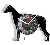 AVJERA Wall Clock Battery Operated Silent Non-Ticking Hound Greyhound Vinyl Record Wall Clock Greyhound Dog Breed Silhouette Home Decor Puppy Lover Whippet Artwork Clocks