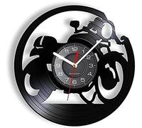 AVJERA Wall Clock Kitchen Cafe Racer Clock Vinyl Record Wall Clock For Garage Motorcycle Wall Clock Motorbike Clock Motorcyclist Racer Riders Battery Powered