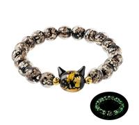 AVJUTER Firefly Glass Beads Bracelet, Cute Money Attract Cat Bracelets, Cats Lover Gifts Spiritual Protection Gifts for Women, Teen, Mom, Daughter, Sister, Best Friends with Gift Cards, Wrist Size 6.5