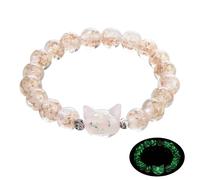 AVJUTER Firefly Glass Beads Bracelet, Cute Money Attract Cat Bracelets, Cats Lover Gifts Spiritual Protection Gifts for Women, Teen, Mom, Daughter, Sister, Best Friends with Gift Cards, Wrist Size 6.5