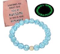 AVJUTER Firefly Glass Beads Bracelet Gifts for Her Women Teen, Sometimes You Forget You're Awesome Bracelets,Inspirational Gifts for Mom, Daughter, Sister, Best Friends with Gift Cards, Wrist Size 6.5