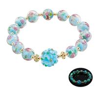 AVJUTER - Glow in The Dark Bead Bracelets Stretch Firefly Bead Bracelet for Women Girls Murano Glass Jewelry Friendship Bracelets Thank You Gifts, Waist Size 6.5-7.5 inch, Glass