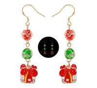 AVJUTER Handmade 3D Christmas Gifts Dangle Drop Earrings for Women, Murano Style Firefly Glass Beads Jewelry Holiday Stud Earring Cute Trendy Gifts