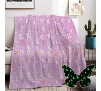 AVJWWD Glow in The Dark Throw Blanket,Butterfly Pattern Soft Flannel Fleece Blanket,All Season Sofa Nap Blanket for Kids Girls Boys Adults Gifts (Butterfly 01, 130 x 150 cm)