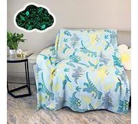 AVJWWD Glow in The Dark Throw Blanket,Dinosaur Pattern Soft Flannel Fleece Blanket,All Season Couch Sofa Nap Blanket for Kids Girls Boys Adults Gifts(Dinosaur A, 150 x 200 cm)