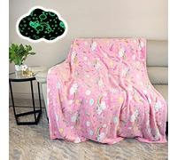 AVJWWD Glow in The Dark Throw Blanket, Unicorn Flannel Fleece Throw Blanket,All Season Blanket Couch Sofa Nap Blanket for Kids Girls Boys Adults Gifts (Unicorn B, 150 x 200 cm)