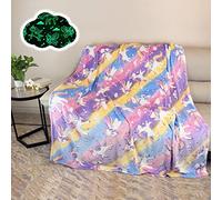 AVJWWD Glow in The Dark Throw Blanket,Unicorn Soft Flannel Fleece Throw Blanket,All Season Blanket Couch Sofa Nap Blanket for Kids Girls Boys Adults Gifts (Unicorn A, 130 x 150 cm)