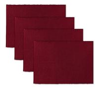 AVKA Studio 100% Cotton Ribbed Placemats - Set of 4-13 x 19 Inches - Maroon/Burgundy/Dark Red - Everyday/Fall Cloth Table Mats - Thick Construction, Washable & Reusable Cloth Place Mats