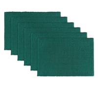 AVKA Studio 100% Cotton Ribbed Placemats - Set of 6-13 x 19 Inches - Peacock Green - Everyday Cloth Table Mats - Thick Construction, Washable & Reusable Cloth Place Mats