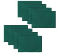 AVKA Studio 100% Cotton Ribbed Placemats - Set of 8-13 x 19 Inches - Peacock Green - Everyday Cloth Table Mats - Thick Construction, Washable & Reusable Cloth Place Mats