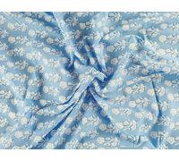 AVKA Studio Hand Block Print Fabric by The Yard - PRECUT 5 Yard 42 Inch Width - 100% Cotton Material - Blue and White Floral Pattern - Light Weight Indian Cloth for Making Summer Dress Tops Projects