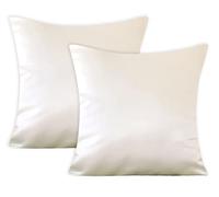 AVKA Studio Heavy Quality Satin Throw Pillow Covers - White - Set of 2-16x16 Decorative Pillow Covers - with Lining and Zipper Closure - Faux Silk Luxury Toss Pillows for Couch Bed Car Sofa- No Insert