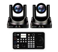 AVKANS 30X NDI PTZ Camera Kits - 2pcs 30X NDI Camera with 1pcs IP Joystick Controller Package for Church Live Streaming Video Production（2X AV-CM30-NDI and 1x AV-Joy-IP）