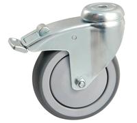 AVL 550893O Swivel Castor Round Plate + Brake Rubber Wheel Diameter 125 mm Load 100 kg