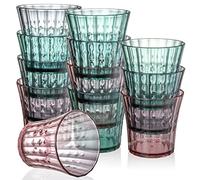 AVLA 12 Pack Plastic Water Tumblers, 300ml Unbreakable Acrylic Drinking Glasses, Transparent Reusable Juice Wine Cup, BPA-Free Small Stackable Kids Drinkware for Home, Picnic, Party, Dishwasher Safe