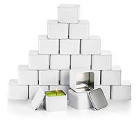 AVLA 24 Pack Candle Tins, 8 OZ Square Candles Jar with Lid, Empty Metal Candle Containers, Bulk Candy Storage Can Sets for DIY, Arts, Crafts, Storage, Gifts, White Decorative Candles Making Supplies