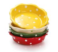 AVLA 4 Pack Ceramic Mini Pie Pans, 6 Inch Small Baking Pie Dish Plate, 10 oz Individual Deep Dish Pie Plate, Kitchen Bakeware Pot Pie Pans for Quiches, Tarts, Puddings, Apple Pecan Pie, Oven Safe