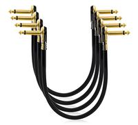 AVLA 4 Pack Guitar Patch Cables, 30cm/12 Inch Flat Low Profile Pedal Instrument Cable, 1/4" Right Angle Golden Pancake Connector for Effects Pedal Board, Guitar Accessories, Ultra Flexible and Durable