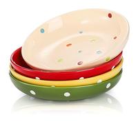AVLA 4 Pack Porcelain Dessert Salad Plates, 7.87 inch Ceramic Flat Plate for Pasta, Buffet, Dinner ( Polka Dot, Assorted Color )
