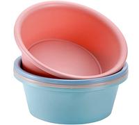 AVLA 4 Pack Round Plastic Wash Basin, 5L Stackable Washing Up Bowls, Portable Vegetable Fruit Dish Tub, PP Small Multipurpose Washtub for Face Cleansing, Home Kitchen Camping Sink Outdoor Indoor