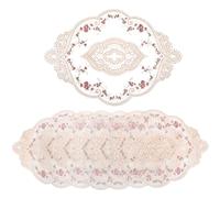 AVLA 6 Pack Lace Placemats, Retro French Style Cup Mat, Embroidered Dinning Table Place Mats, Fashionable Flower Vintage Crochet Lunchmat Doilies, Hollow Vase Mat for Home Kitchen Wedding Decoration