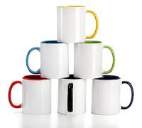 AVLA 6 Packs Porcelain Sublimation Mugs, 12 OZ Blank Drinking Cups with Handles, DIY Coated Ceramic Coffee Mug Sets for Cappuccino, Tea, Milk, Latte, Hot Cocoa, Microwave and Dishwasher Safe