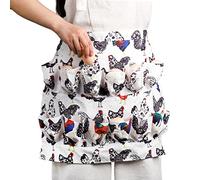 AVLA Chicken Egg Collecting Apron, 12 Deep Pockets Holding Apron, Farmhouse Design for Easter, Hens, Duck, Goose Egg, Women, Adults, Housewives, White, 20 x 16 inches
