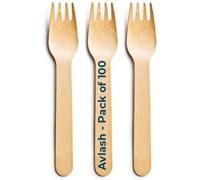 Avlash ® - Pack of 100 Wooden Disposable Fork -Biodegradable & Plastic Free Wooden Forks - Ideal for Wedding, Picnic, Party, Office Eco Friendly