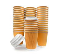 AVLASH® - Takeaway Coffee Cups with Lids [50 Cups - 8oz] Takeaway Cups for Hot Liquids, Brown