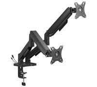 avlink | Dual Full Motion Gas Spring Monitor Arms with USB Hub | Adjustable Desk Mounts for 17-32" Screens | VESA Compatible | Clamp or Grommet Fitting | Cable