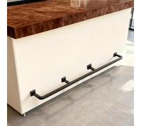 AVLLSO Bar Foot Rest Rail Kit Wall Square Tube for Tavern Heavy Duty Foot Railing Brackets for Kitchen Island/Saloon/Bistro(Black,Long 6ft/183cm)