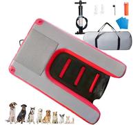 AVLLSO Inflatable Dog Pool Water Ramp for Dogs Up to 132 Lbs, Portable Dog Pontoon Dock Platform for Lakes, Boats& Oceans(Red)