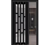 AVLLSO Internal Door 50 60 70 80 90 100 110 120 150 180cm Wide, PVC Sliding Folding Doors with Lock, Closet Doors Sliding Panels(Black-2,WxH 23x80in(58.5x203cm))