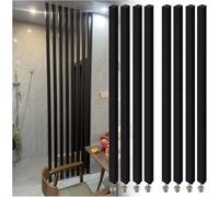 AVLLSO Privacy Protection Screen Partition Black Wood Slat with Adjustable Foot, for Hallway Bathroom Balcony, Space Saving, Decorative(Black 8pcs,230cm/90.5in/7.54ft)