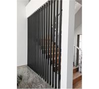 AVLLSO Privacy Protection Screen Partition Black Wood Slat with Adjustable Foot, for Hallway Bathroom Balcony, Space Saving, Decorative(Black 20pcs,235cm/92.5in/7.7ft)