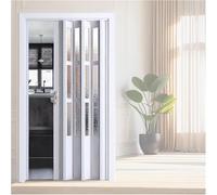 AVLLSO Sliding Closet Doors Aluminum Frosted Glass Accordion Doors for Kitchen Balcony Hallway, PVC Accordion Folding Door with Installation Hardware(WxH 74x80in(186x203cm))