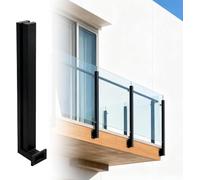 AVLLSO Stainless Steel Balustrade Posts Black Side Mount Glass Railing Clamp for Balcony/Corridor/Deck, Side Mount Glass Handrail Posts(Mid Post,65cm/25.6in)